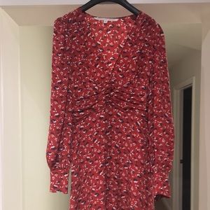 Veronica Beard Marion floral red silk dress size 0